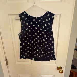 Pendleton Navy Sleeveless Camisole with Mint Floral & Geometric Accents